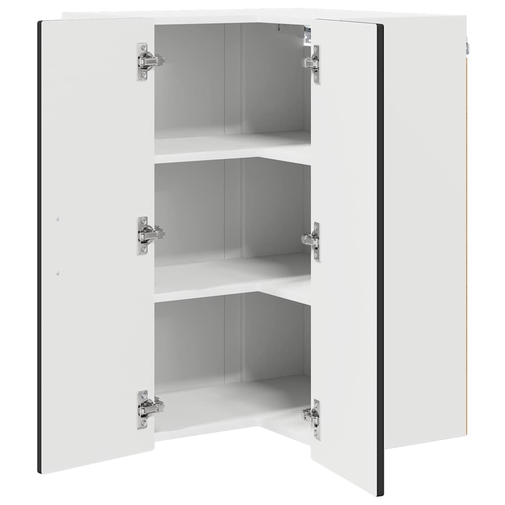 Wall Corner Cabinet PORTO Black 57 x 57 x 80 cm Engineered Wood