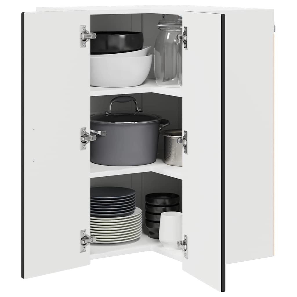 Wall Corner Cabinet PORTO Black 57 x 57 x 80 cm Engineered Wood