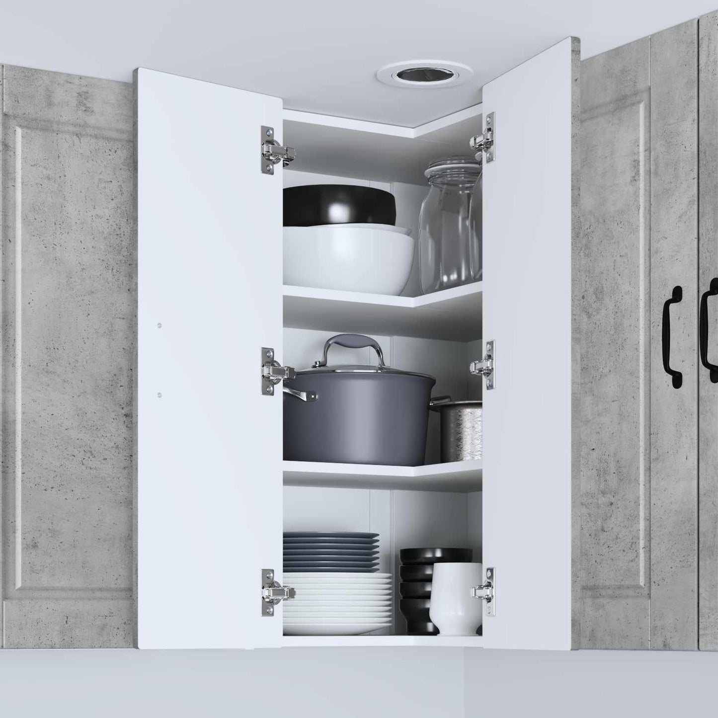 Wall Corner Cabinet PORTO Concrete Grey 57 x 57 x 80 cm