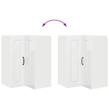 Wall Corner Cabinet PORTO High Gloss White 57 x 57 x 80 cm