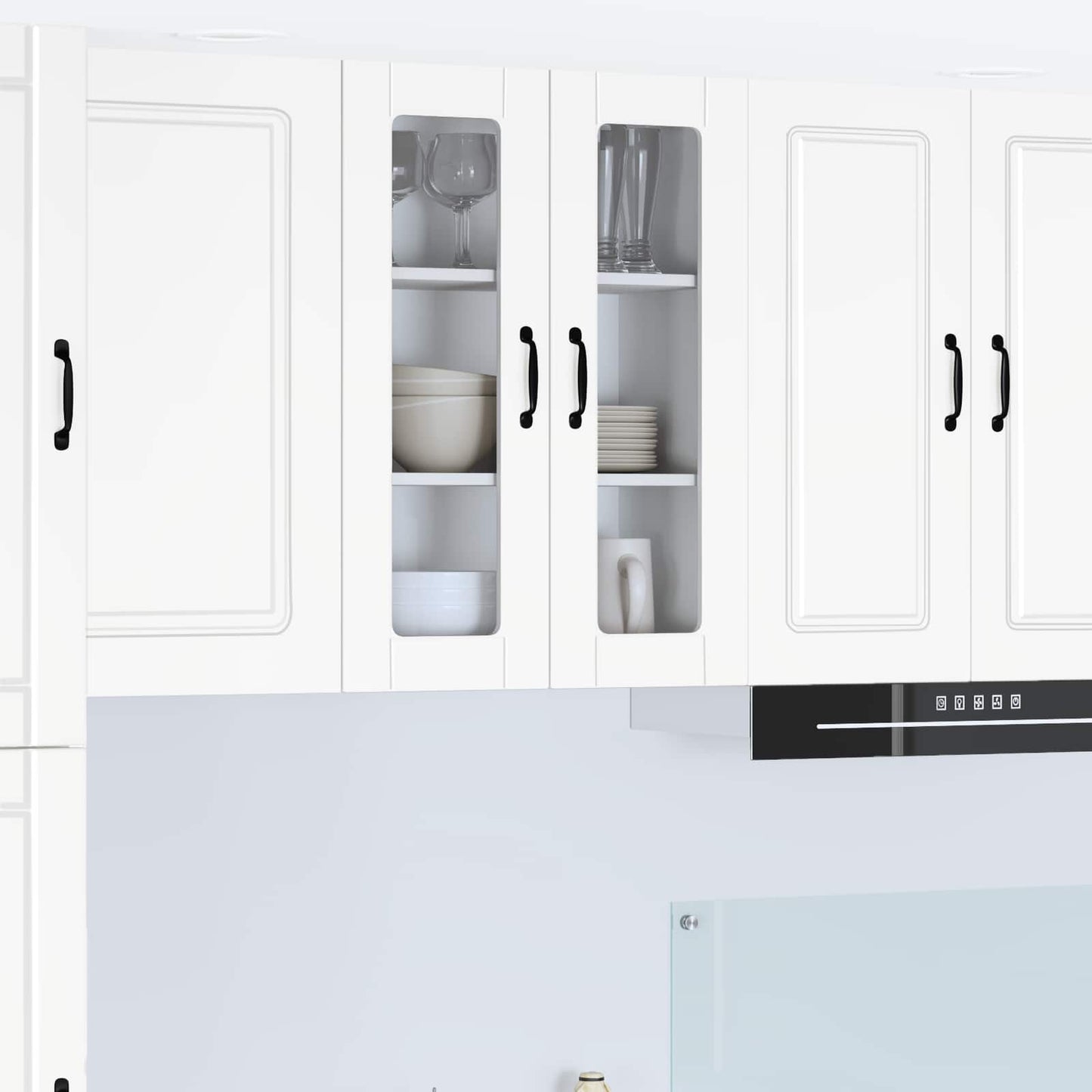 Wall Glass Cabinet PORTO White 60 x 31 x 80 cm Engineered Wood