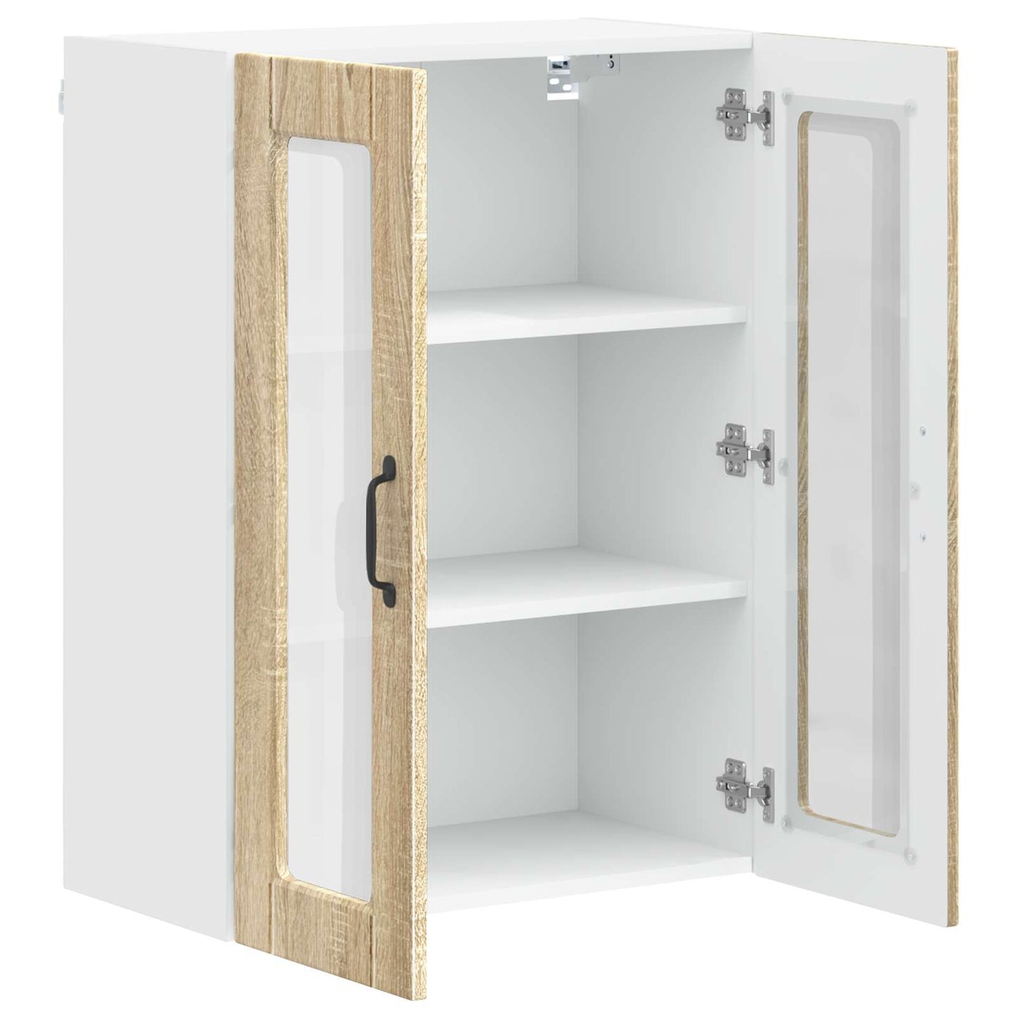 Wall Glass Cabinet PORTO Sonoma Oak 60 x 31 x 80 cm