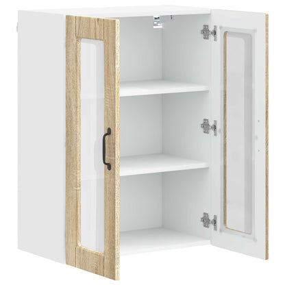 Wall Glass Cabinet PORTO Sonoma Oak 60 x 31 x 80 cm