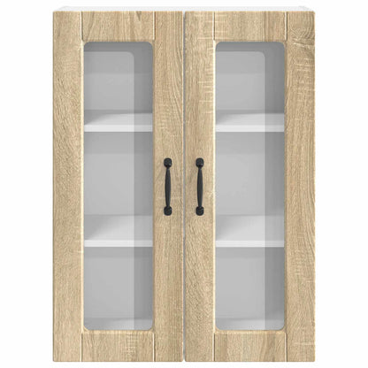 Wall Glass Cabinet PORTO Sonoma Oak 60 x 31 x 80 cm