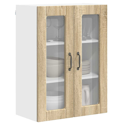 Wall Glass Cabinet PORTO Sonoma Oak 60 x 31 x 80 cm