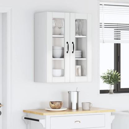 Wall Glass Cabinet PORTO High Gloss White 60 x 31 x 80 cm
