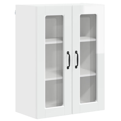 Wall Glass Cabinet PORTO High Gloss White 60 x 31 x 80 cm