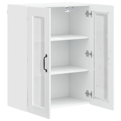 Wall Glass Cabinet PORTO High Gloss White 60 x 31 x 80 cm