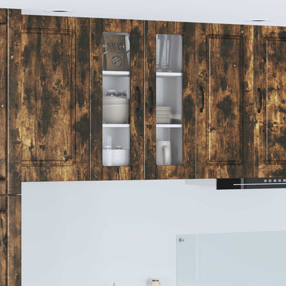 Wall Glass Cabinet PORTO Smoked Oak 60 x 31 x 80 cm