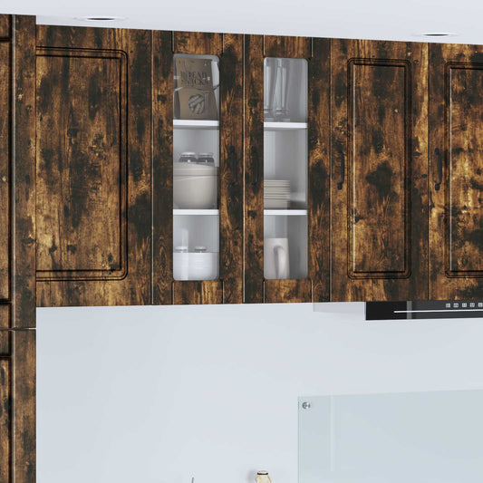 Wall Glass Cabinet PORTO Smoked Oak 60 x 31 x 80 cm