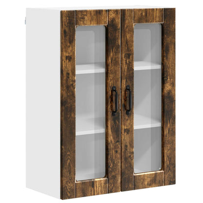 Wall Glass Cabinet PORTO Smoked Oak 60 x 31 x 80 cm