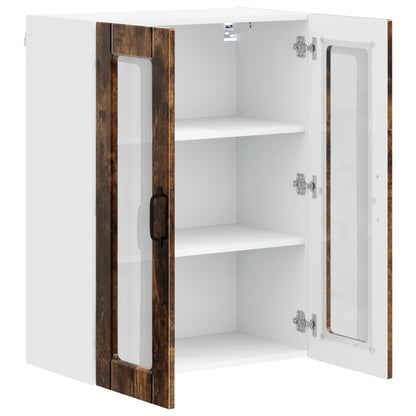 Wall Glass Cabinet PORTO Smoked Oak 60 x 31 x 80 cm