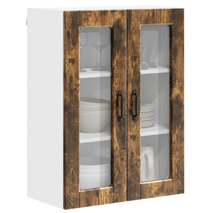 Wall Glass Cabinet PORTO Smoked Oak 60 x 31 x 80 cm