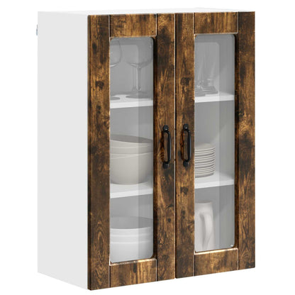 Wall Glass Cabinet PORTO Smoked Oak 60 x 31 x 80 cm