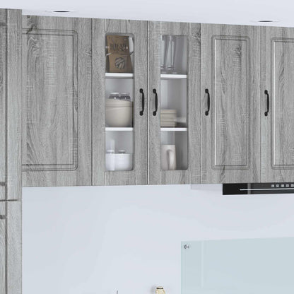 Wall Glass Cabinet PORTO Grey Sonoma 60 x 31 x 80 cm