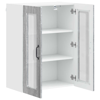 Wall Glass Cabinet PORTO Grey Sonoma 60 x 31 x 80 cm