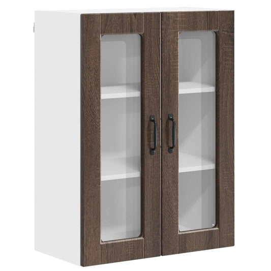 Wall Glass Cabinet PORTO Brown Oak 60 x 31 x 80 cm