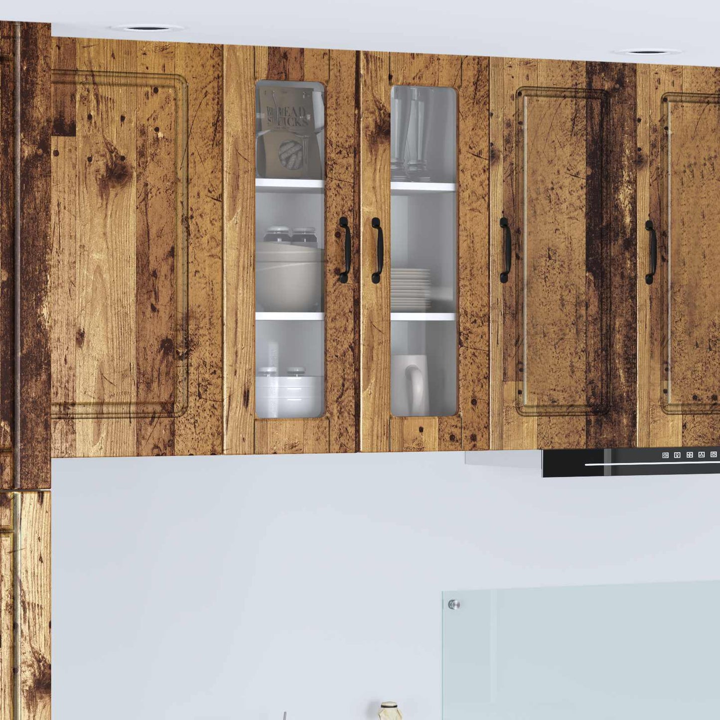 Wall Glass Cabinet PORTO Old Wood 60 x 31 x 80 cm