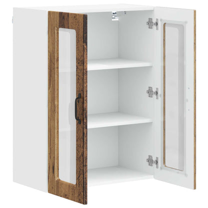 Wall Glass Cabinet PORTO Old Wood 60 x 31 x 80 cm