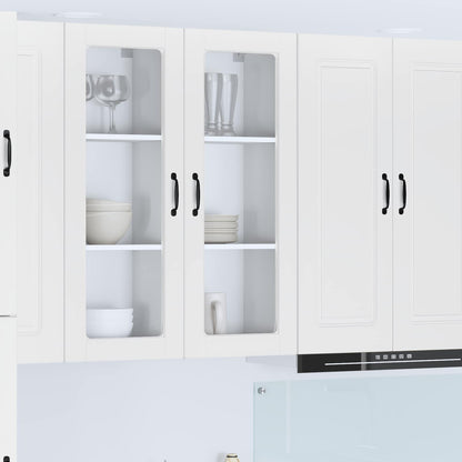 Wall Glass Cabinet PORTO White 40 x 31 x 100 cm Engineered Wood