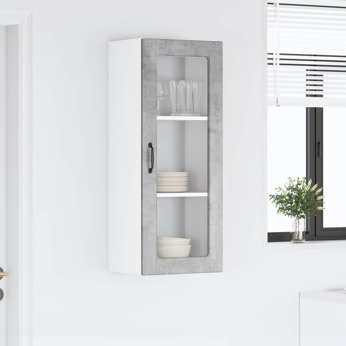 Wall Glass Cabinet PORTO Concrete Grey 40 x 31 x 100 cm