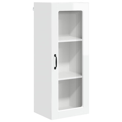 Wall Glass Cabinet PORTO High Gloss White 40 x 31 x 100 cm