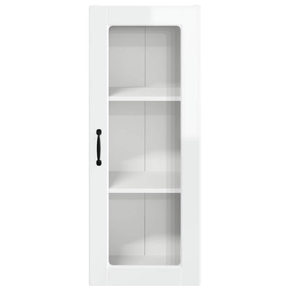 Wall Glass Cabinet PORTO High Gloss White 40 x 31 x 100 cm