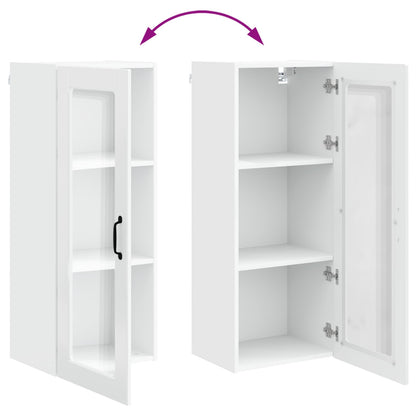 Wall Glass Cabinet PORTO High Gloss White 40 x 31 x 100 cm