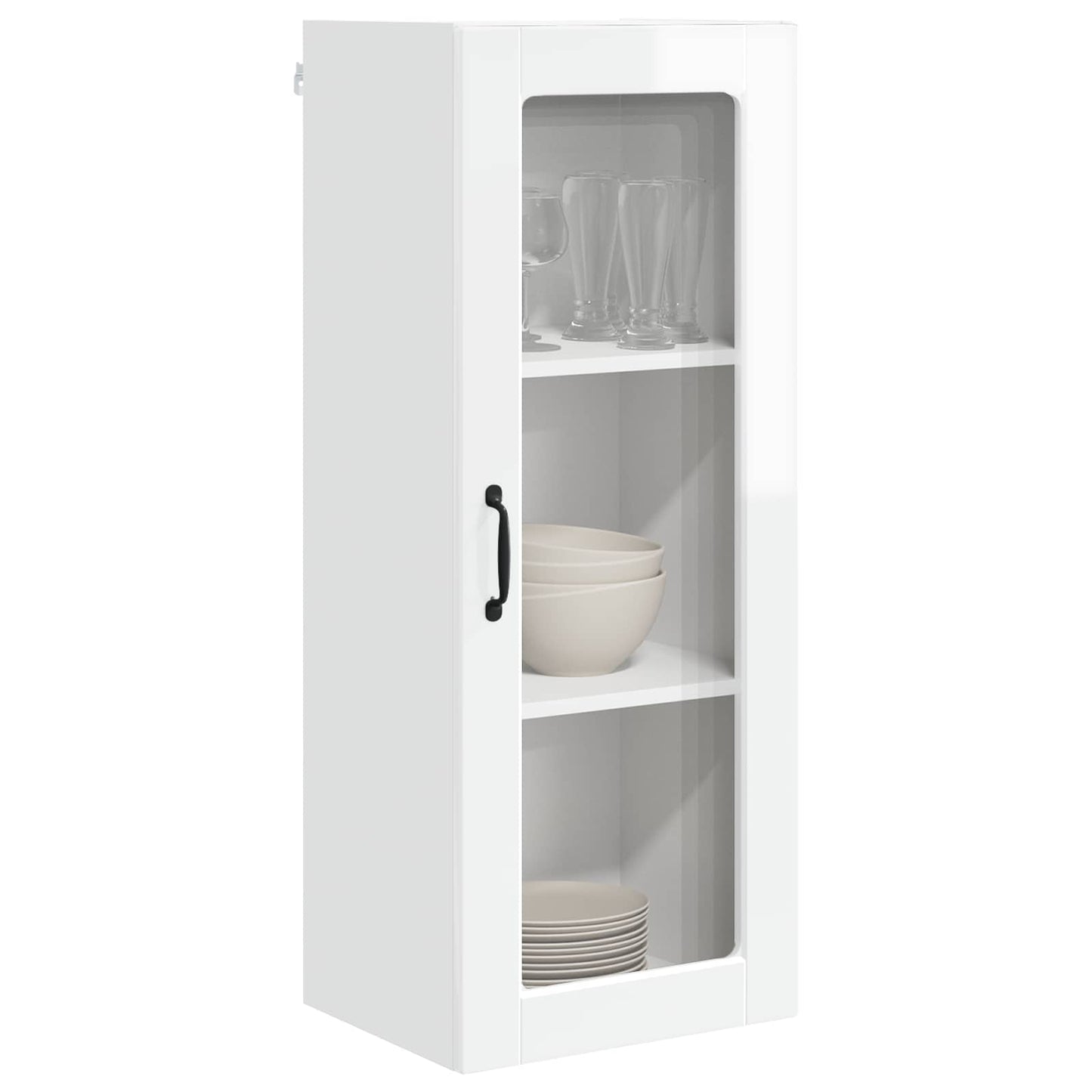 Wall Glass Cabinet PORTO High Gloss White 40 x 31 x 100 cm