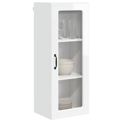 Wall Glass Cabinet PORTO High Gloss White 40 x 31 x 100 cm
