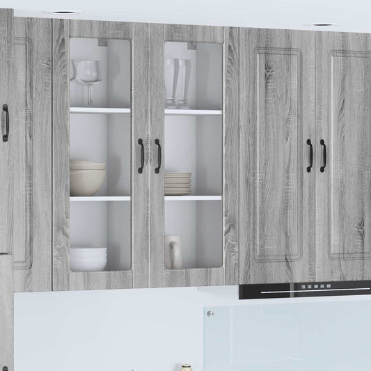 Wall Glass Cabinet PORTO Grey Sonoma 40 x 31 x 100 cm
