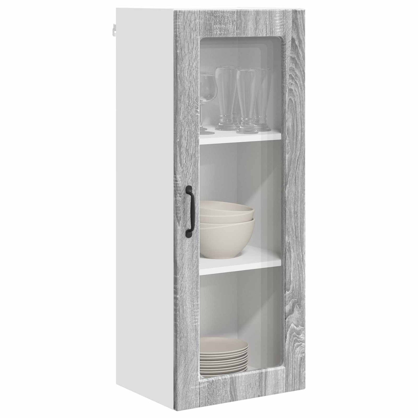 Wall Glass Cabinet PORTO Grey Sonoma 40 x 31 x 100 cm