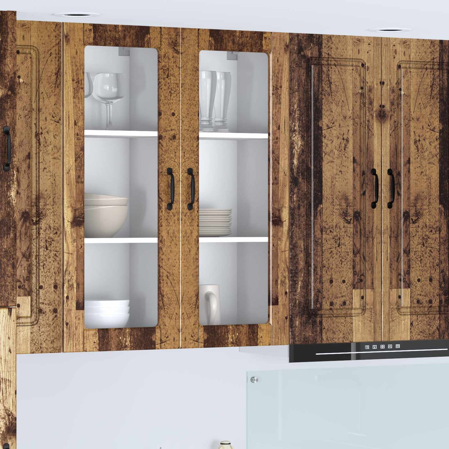 Wall Glass Cabinet PORTO Old Wood 40 x 31 x 100 cm