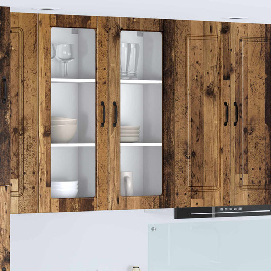 Wall Glass Cabinet PORTO Old Wood 40 x 31 x 100 cm
