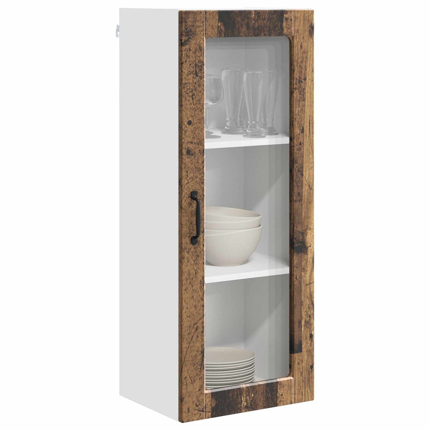 Wall Glass Cabinet PORTO Old Wood 40 x 31 x 100 cm