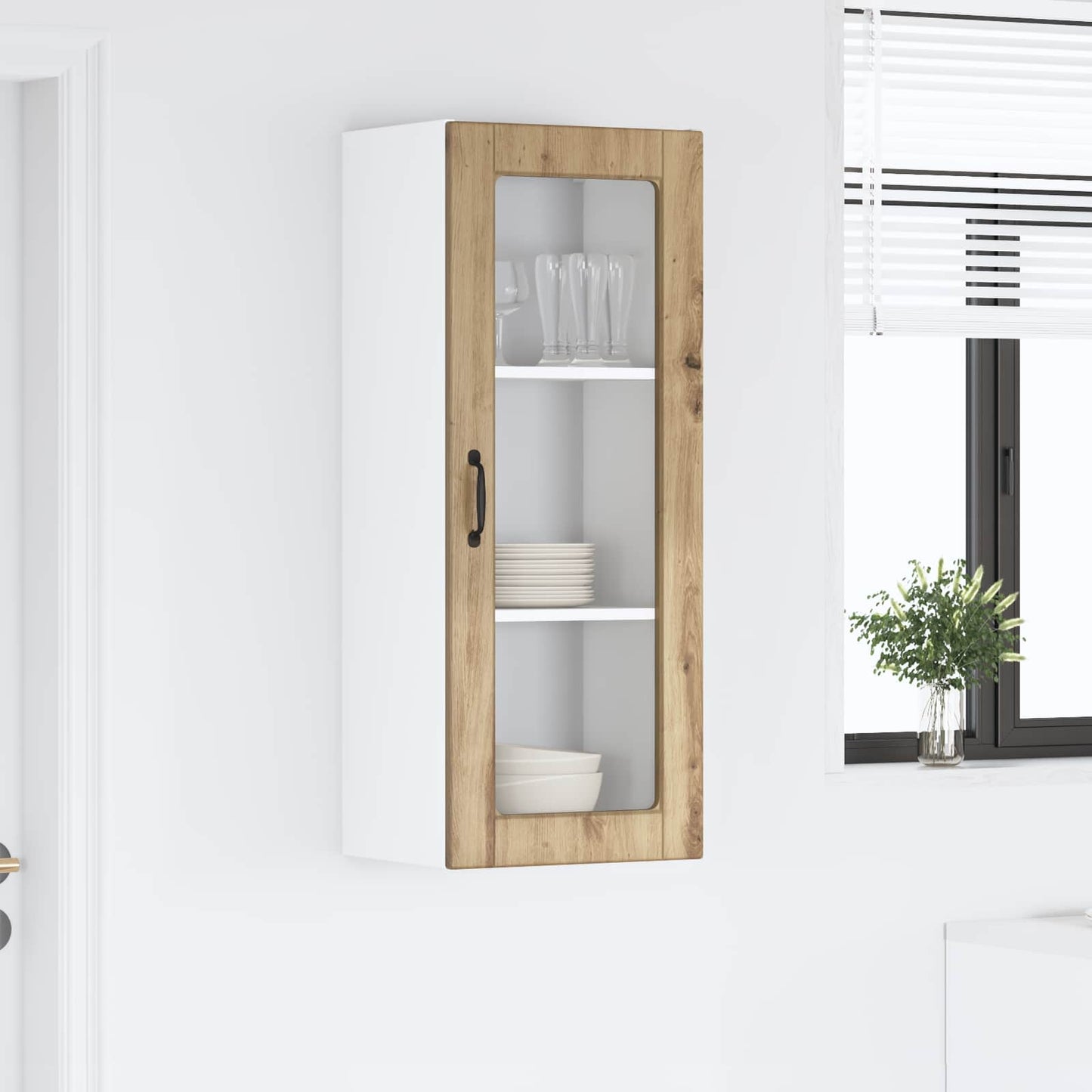 Wall Glass Cabinet PORTO Artisan Oak 40 x 31 x 100 cm