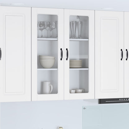 Wall Glass Cabinet PORTO White 80 x 31 x 100 cm Engineered Wood