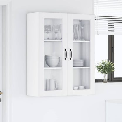 Wall Glass Cabinet PORTO White 80 x 31 x 100 cm Engineered Wood