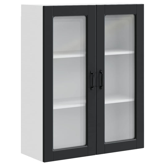 Wall Glass Cabinet PORTO Black 80 x 31 x 100 cm Engineered Wood