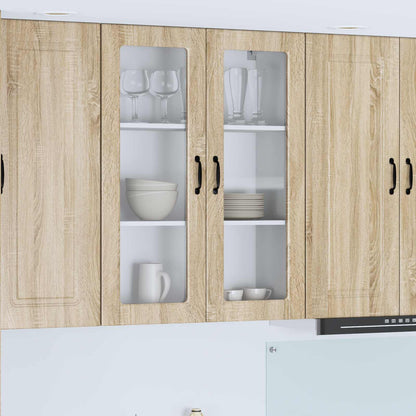 Wall Glass Cabinet PORTO Sonoma Oak 80 x 31 x 100 cm