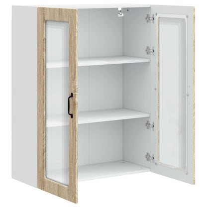 Wall Glass Cabinet PORTO Sonoma Oak 80 x 31 x 100 cm