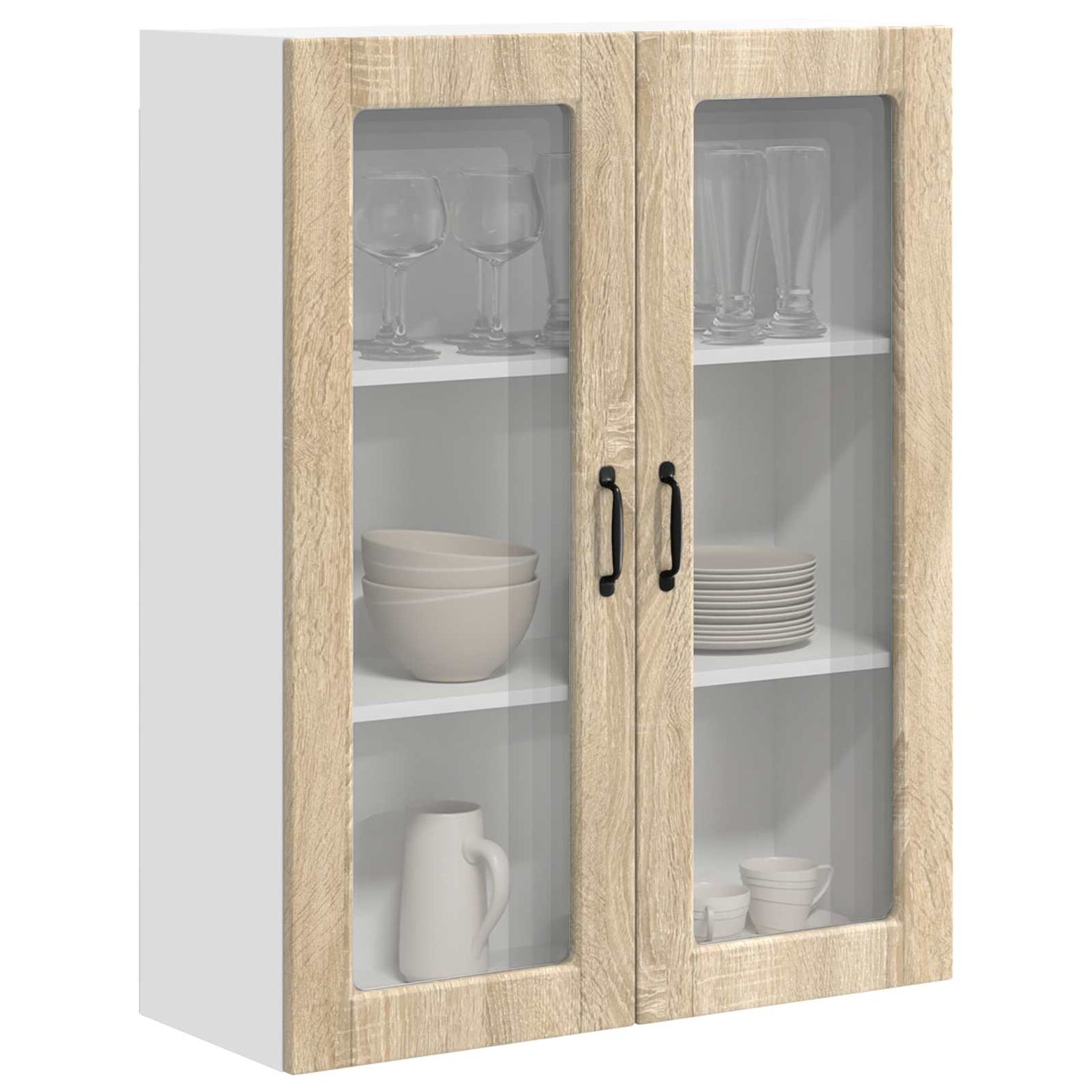 Wall Glass Cabinet PORTO Sonoma Oak 80 x 31 x 100 cm