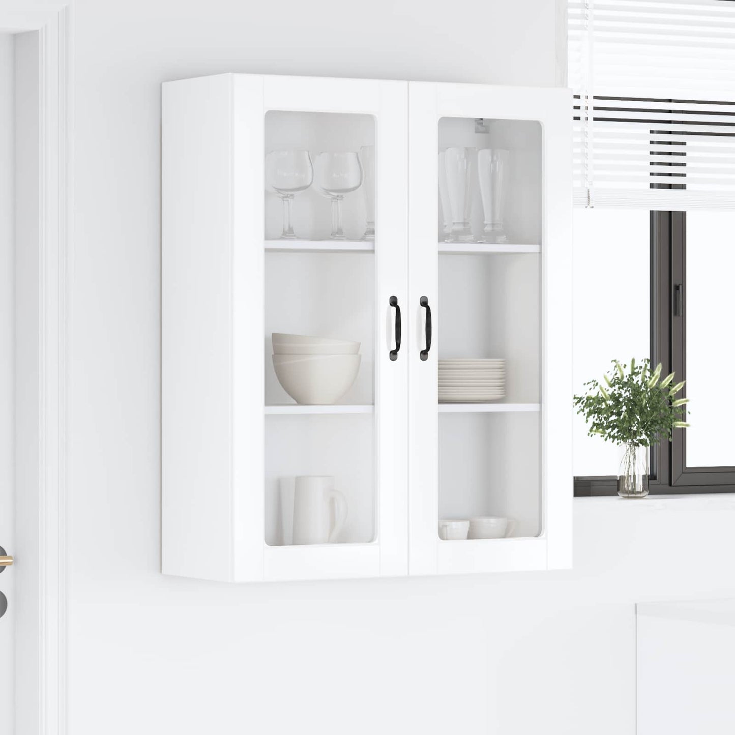 Wall Glass Cabinet PORTO High Gloss White 80 x 31 x 100 cm