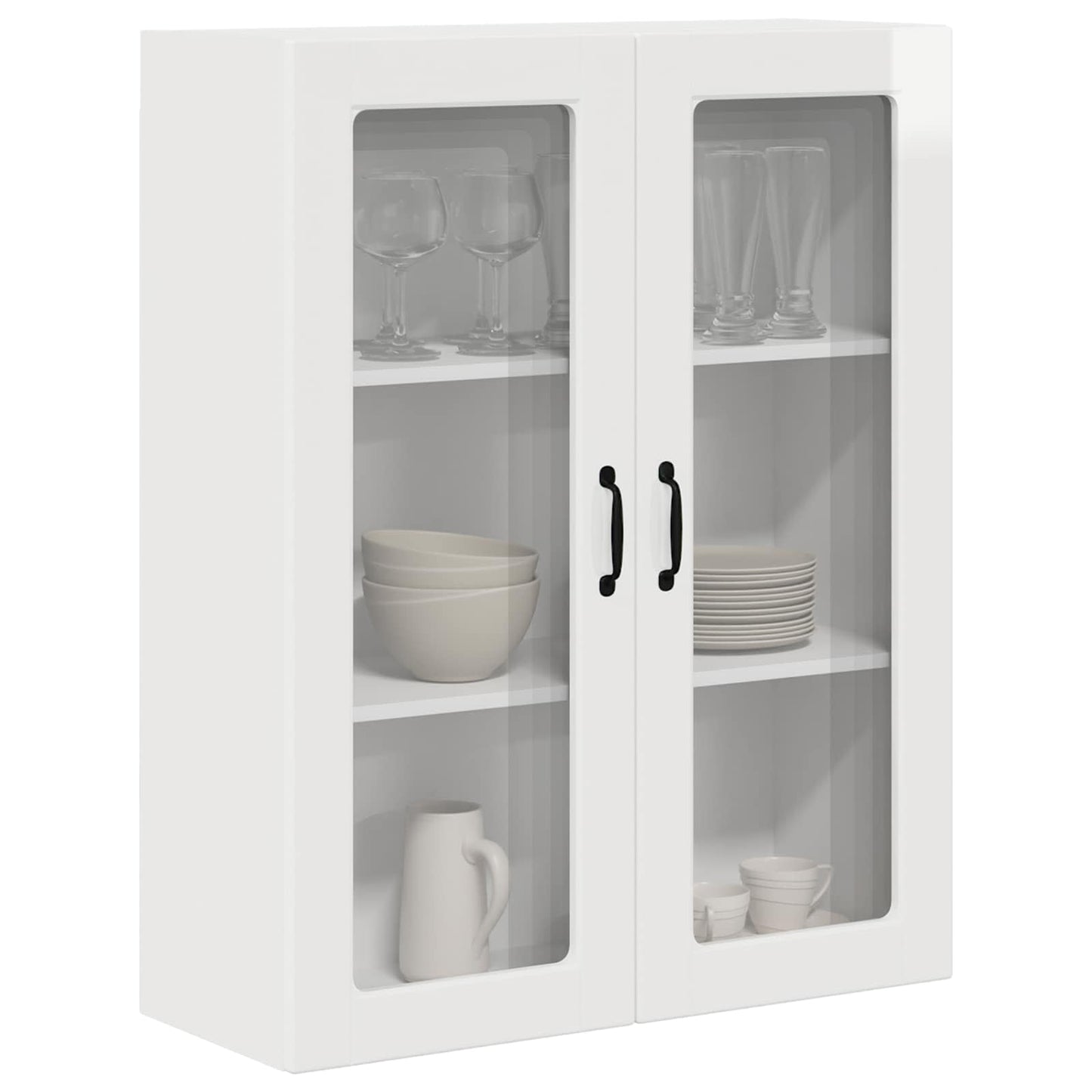 Wall Glass Cabinet PORTO High Gloss White 80 x 31 x 100 cm
