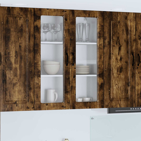 Wall Glass Cabinet PORTO Smoked Oak 80 x 31 x 100 cm