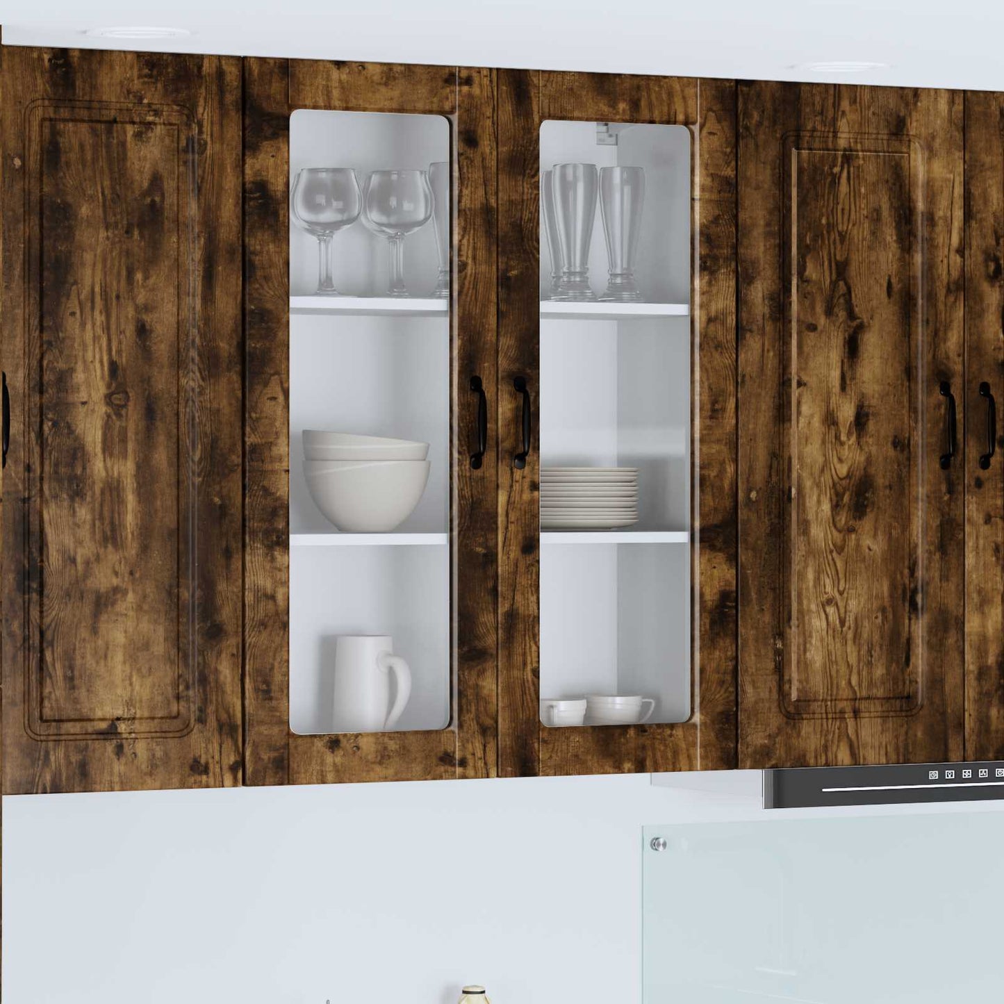 Wall Glass Cabinet PORTO Smoked Oak 80 x 31 x 100 cm
