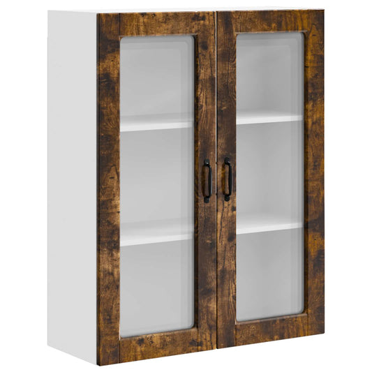 Wall Glass Cabinet PORTO Smoked Oak 80 x 31 x 100 cm