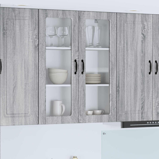 Wall Glass Cabinet PORTO Grey Sonoma 80 x 31 x 100 cm
