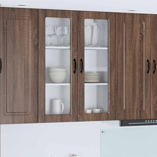 Wall Glass Cabinet PORTO Brown Oak 80 x 31 x 100 cm