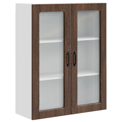 Wall Glass Cabinet PORTO Brown Oak 80 x 31 x 100 cm